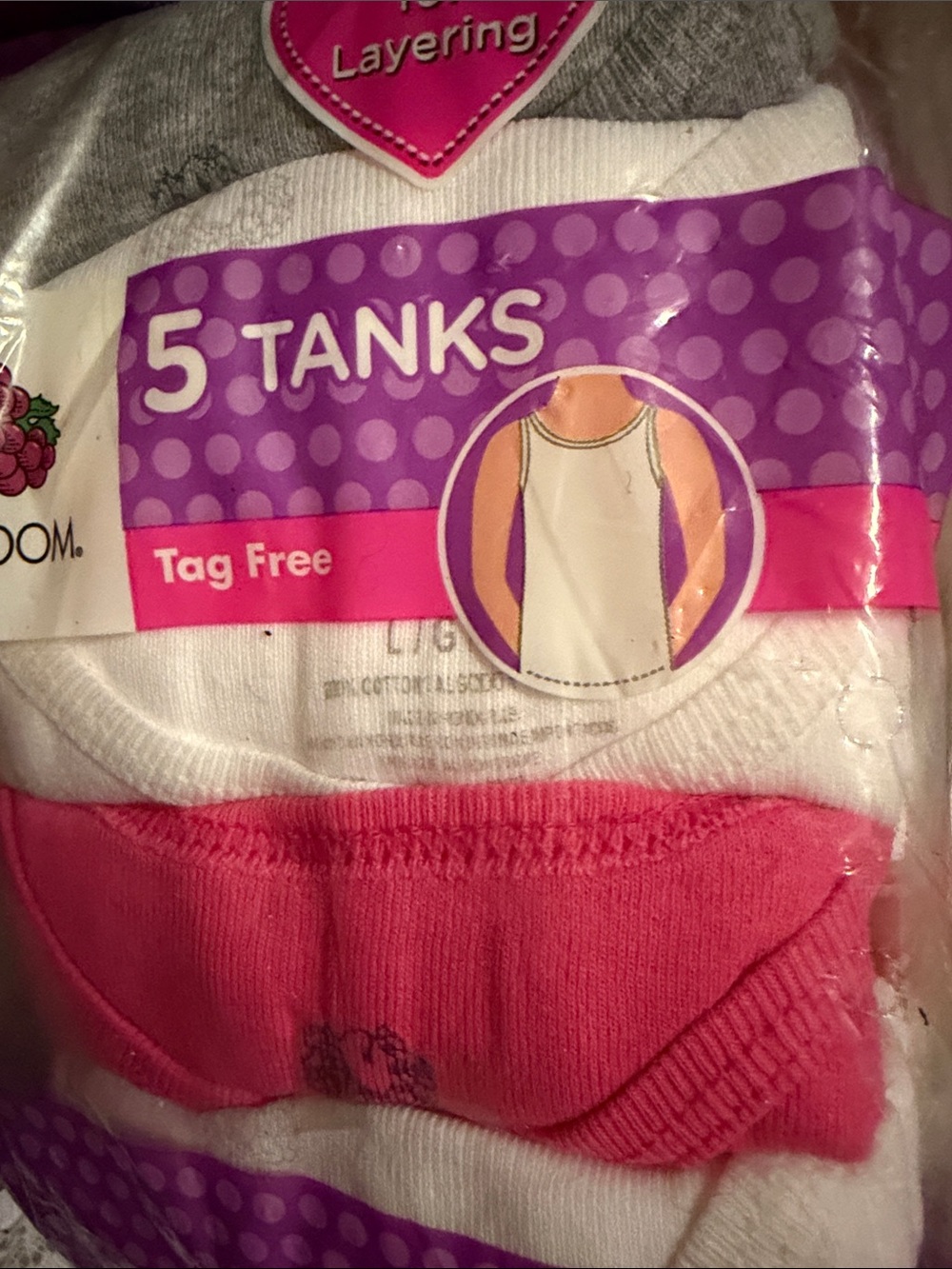 Fruit of the Loom White and Gray Tank Tops - 5 Pack